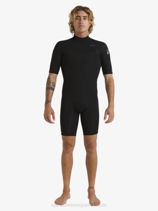 negro Traje de primavera de manga corta con cremallera trasera para sesiones diarias de 2/2 mm D6T4D1432 hombres Quiksilver