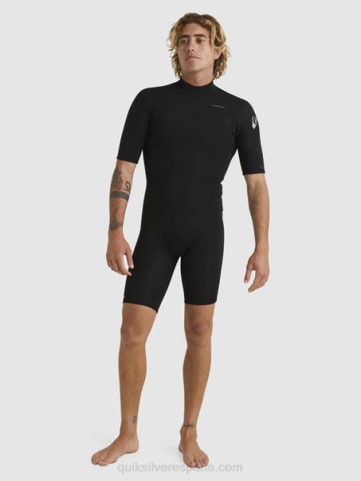 negro Traje de primavera de manga corta con cremallera trasera para sesiones diarias de 2/2 mm D6T4D1432 hombres Quiksilver