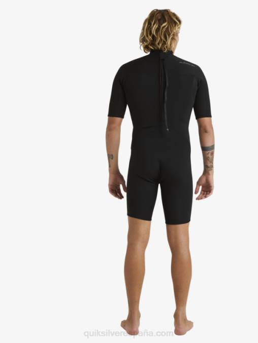 negro Traje de primavera de manga corta con cremallera trasera para sesiones diarias de 2/2 mm D6T4D1432 hombres Quiksilver