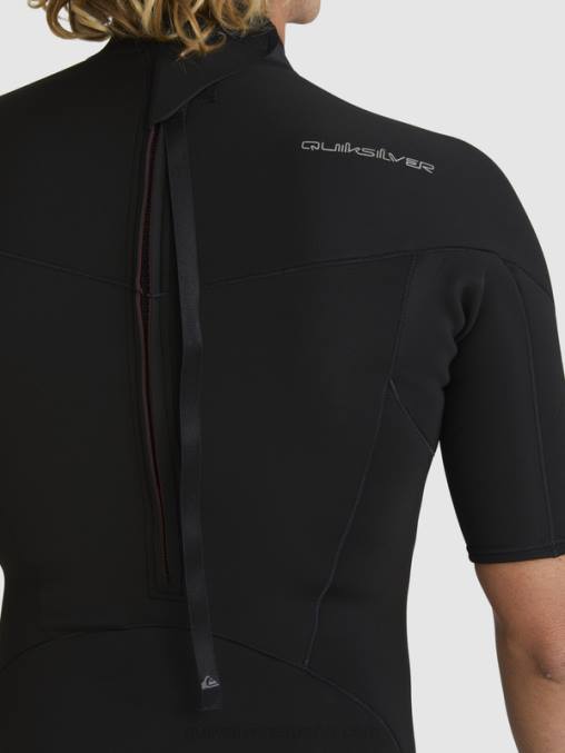negro Traje de primavera de manga corta con cremallera trasera para sesiones diarias de 2/2 mm D6T4D1432 hombres Quiksilver