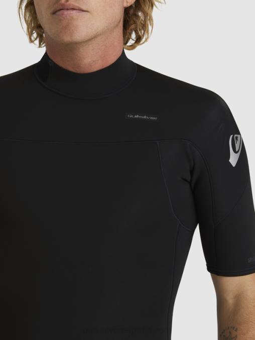 negro Traje de primavera de manga corta con cremallera trasera para sesiones diarias de 2/2 mm D6T4D1432 hombres Quiksilver