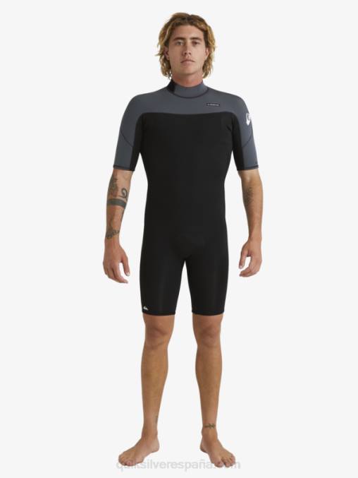 negro/bronce Traje de primavera de manga corta con cremallera trasera para sesiones diarias de 2/2 mm D6T4D1433 hombres Quiksilver