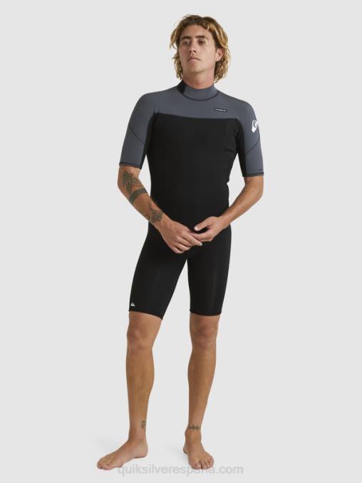 negro/bronce Traje de primavera de manga corta con cremallera trasera para sesiones diarias de 2/2 mm D6T4D1433 hombres Quiksilver