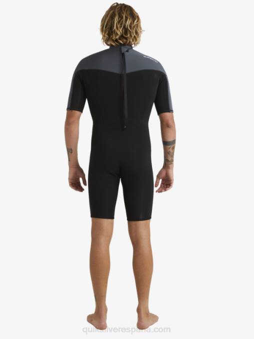 negro/bronce Traje de primavera de manga corta con cremallera trasera para sesiones diarias de 2/2 mm D6T4D1433 hombres Quiksilver