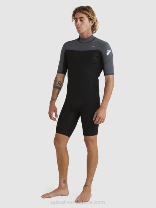 negro/bronce Traje de primavera de manga corta con cremallera trasera para sesiones diarias de 2/2 mm D6T4D1433 hombres Quiksilver
