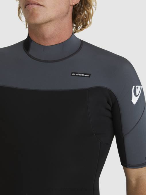 negro/bronce Traje de primavera de manga corta con cremallera trasera para sesiones diarias de 2/2 mm D6T4D1433 hombres Quiksilver