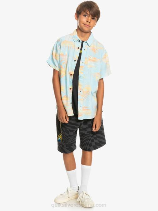 azul cielo desgarrado 8-16 camisa de manga corta rota D6T4D2197 Niños Quiksilver