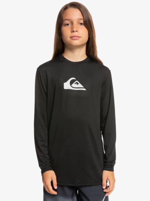 negro 8-16 camiseta de surf de manga larga para niños con racha sólida de manga larga para niños D6T4D2117 Niños Quiksilver