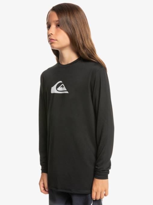 negro 8-16 camiseta de surf de manga larga para niños con racha sólida de manga larga para niños D6T4D2117 Niños Quiksilver