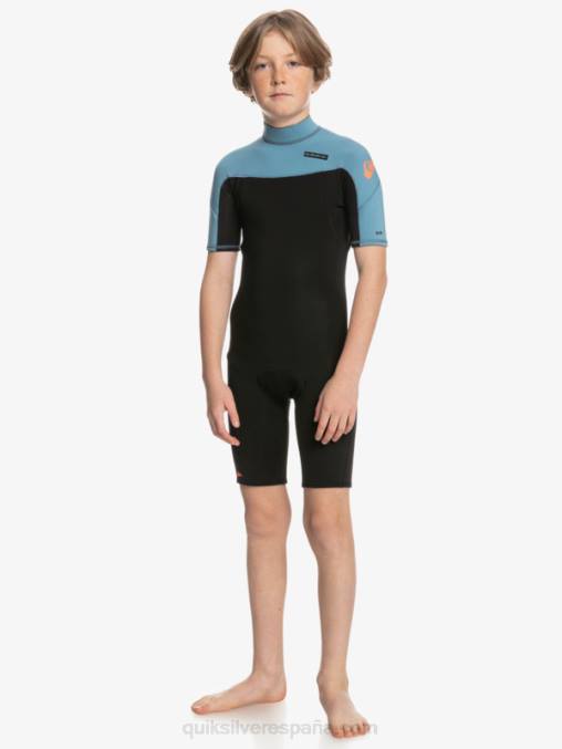 negro/azul provincial 8-16 2/2 mm sesiones diarias traje de primavera de manga corta con cremallera trasera D6T4D2041 Niños Quiksilver