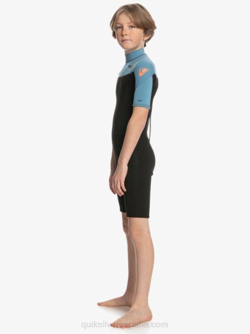negro/azul provincial 8-16 2/2 mm sesiones diarias traje de primavera de manga corta con cremallera trasera D6T4D2041 Niños Quiksilver