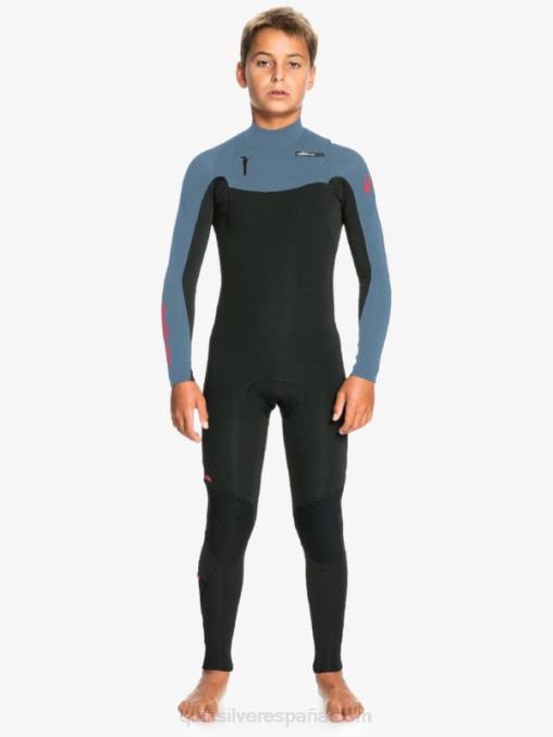 negro/azul provincial 8-16 4/3 sesiones diarias traje de neopreno con cremallera trasera D6T4D2226 Niños Quiksilver