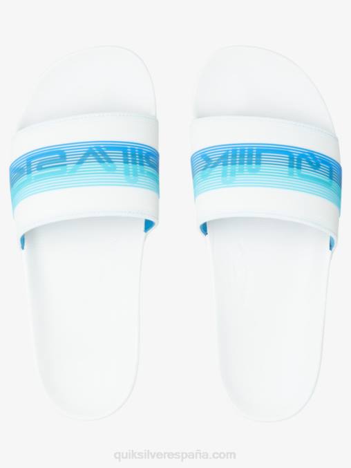 blanco azul sandalias con tira deslizante Rivi Wordmark D6T4D686 hombres Quiksilver