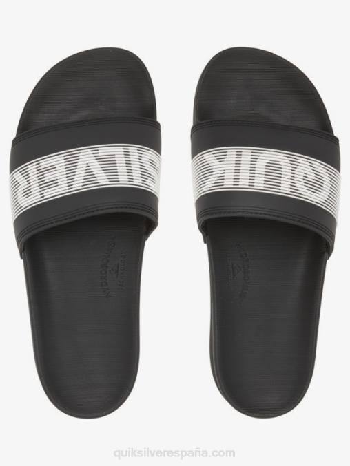 blanco negro sandalias con tira deslizante Rivi Wordmark D6T4D689 hombres Quiksilver