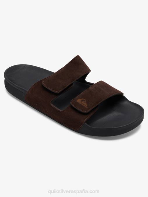 marrón/negro sandalias rivi de piel con doble ajuste D6T4D1287 hombres Quiksilver