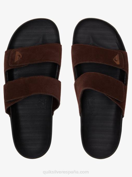 marrón/negro sandalias rivi de piel con doble ajuste D6T4D1287 hombres Quiksilver