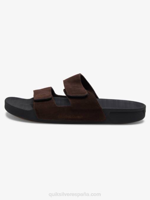 marrón/negro sandalias rivi de piel con doble ajuste D6T4D1287 hombres Quiksilver