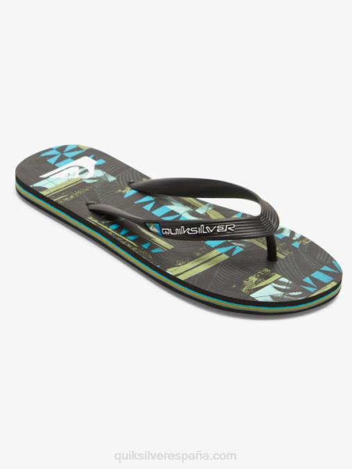 negro/azul/verde gregg kaplan molokai art chanclas D6T4D524 hombres Quiksilver