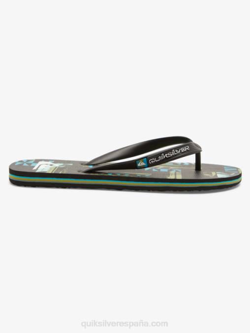 negro/azul/verde gregg kaplan molokai art chanclas D6T4D524 hombres Quiksilver