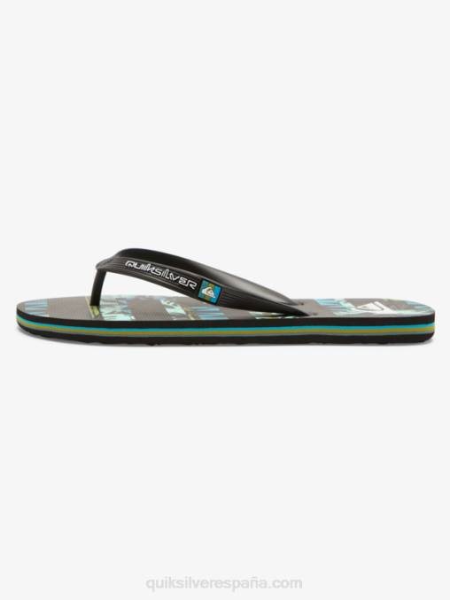 negro/azul/verde gregg kaplan molokai art chanclas D6T4D524 hombres Quiksilver