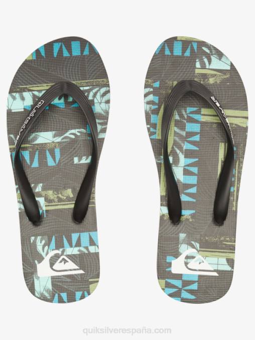 negro/azul/verde gregg kaplan molokai art chanclas D6T4D524 hombres Quiksilver