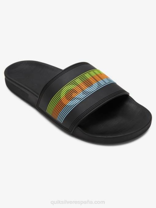 negro/naranja/azul sandalias con tira deslizante Rivi Wordmark D6T4D693 hombres Quiksilver