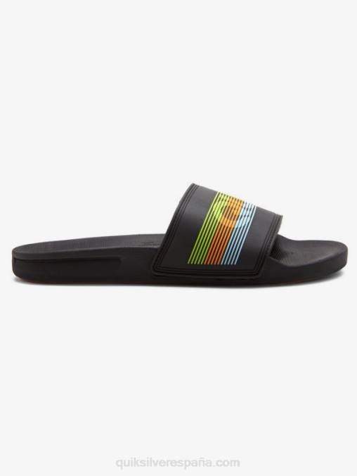 negro/naranja/azul sandalias con tira deslizante Rivi Wordmark D6T4D693 hombres Quiksilver