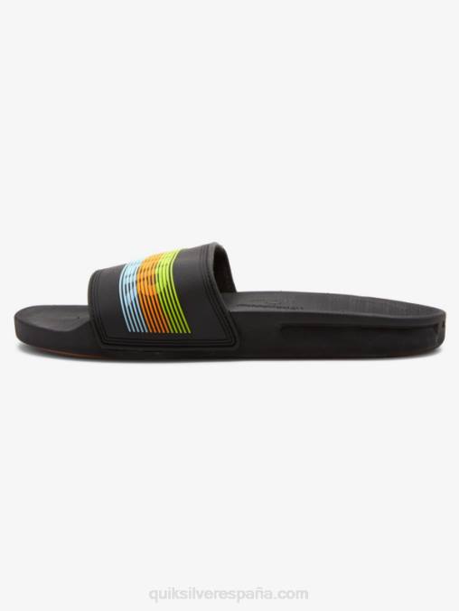 negro/naranja/azul sandalias con tira deslizante Rivi Wordmark D6T4D693 hombres Quiksilver