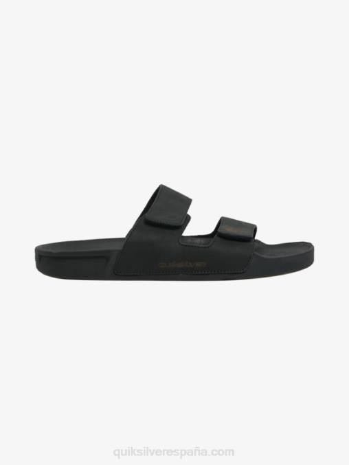 negro sandalias rivi de piel con doble ajuste D6T4D1286 hombres Quiksilver